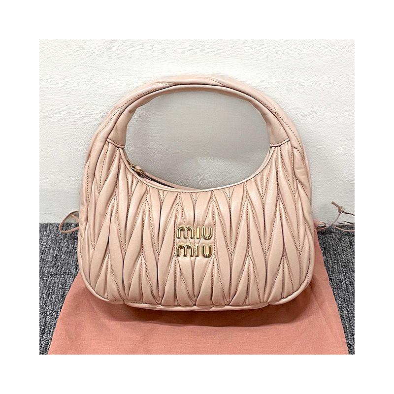 MIU MIU Wander Matelasse Nappa 皮革單肩包 粉紅色 (5BC125 N88 F0236)-1