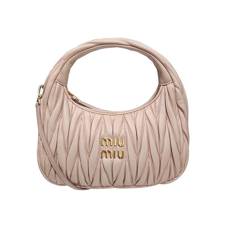 MIU MIU Wander Matelasse Nappa 皮革單肩包 粉紅色 (5BC125 N88 F0236)-12