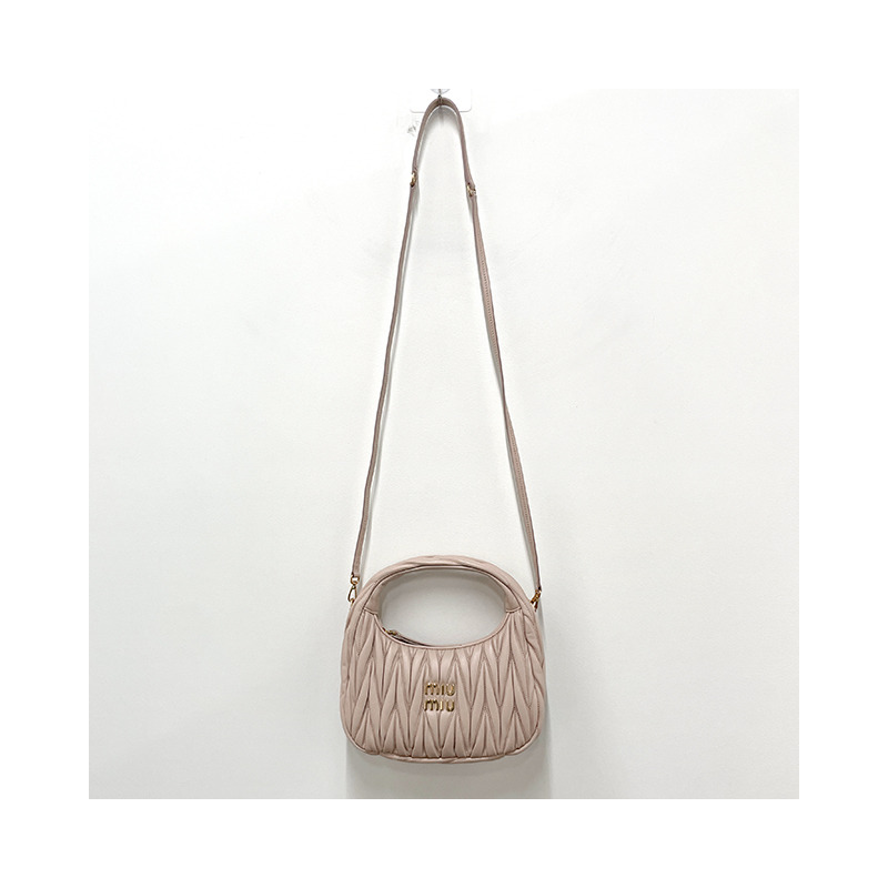 MIU MIU Wander Matelasse Nappa 皮革單肩包 粉紅色 (5BC125 N88 F0236)-22