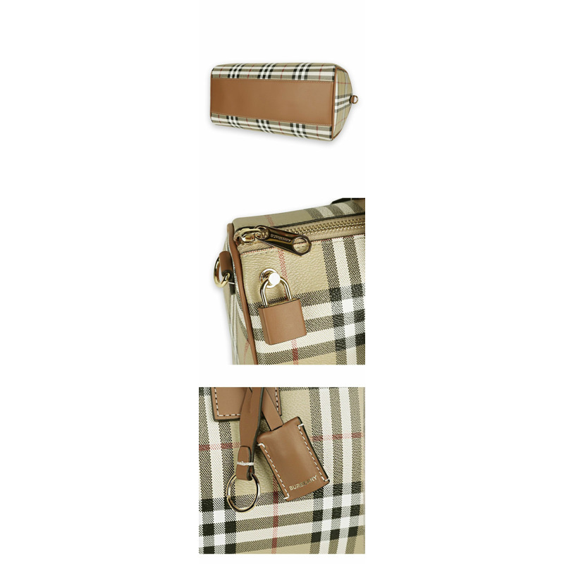 BURBERRY 中型保齡球手提包（米色）-3