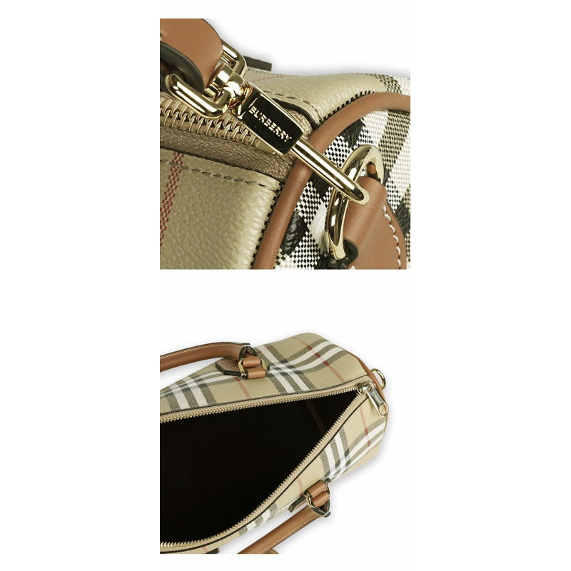 BURBERRY 中型保齡球手提包（米色）-4