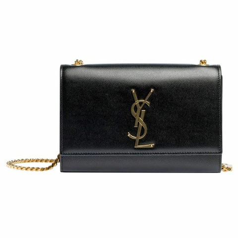 SAINT LAURENT 金色字母圖案新款 Kate 小號鏈條包 黑色 469390 BOW0J