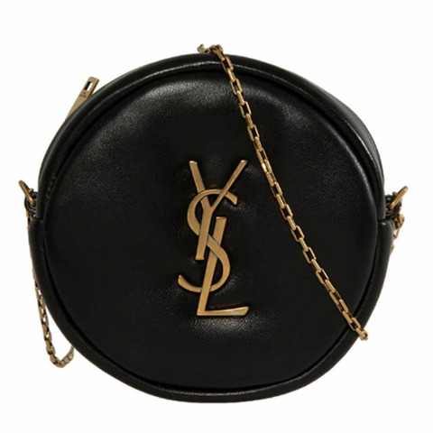 SAINT LAURENT Monogram 圓形斜背包 黑色 787935 AACX7