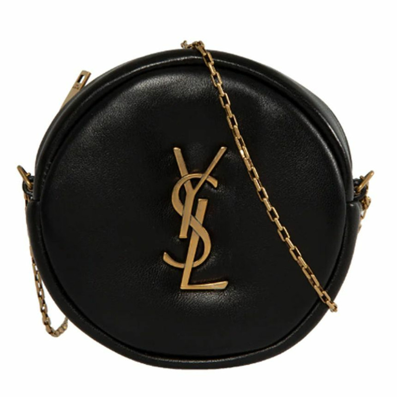 SAINT LAURENT Monogram 圓形斜背包 黑色 787935 AACX7-0