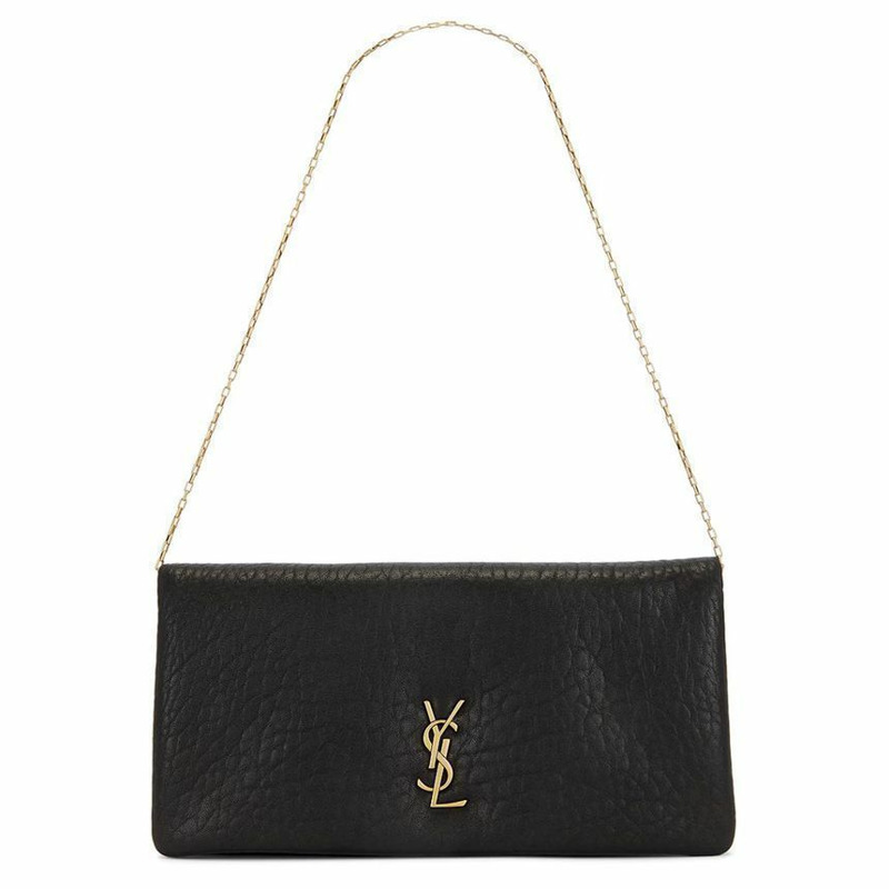 SAINT LAURENT Calypso 金色 Logo 迷你肩背包 黑色 801712 AACYT 1000-0