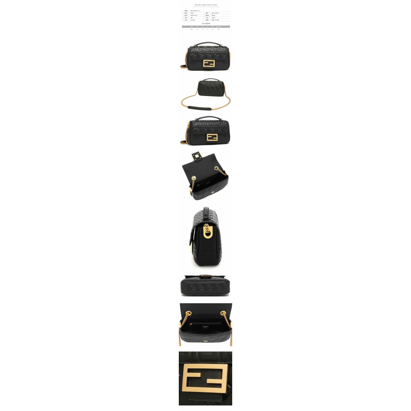 FENDI 25SS FF Logo Baguette Midi Chain Bag 黑色 8BR793 AH9C-1