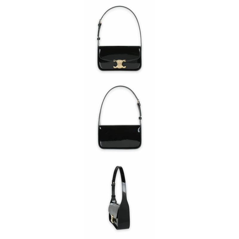 CELINE Triomphe Terence 女士小牛皮單肩包(黑色)118313FZI 38NO-2