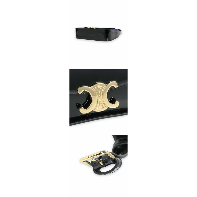 CELINE Triomphe Terence 女士小牛皮單肩包(黑色)118313FZI 38NO-3