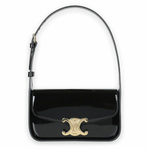 CELINE Triomphe Terence 女士小牛皮單肩包（黑色）118313FZI 38NO