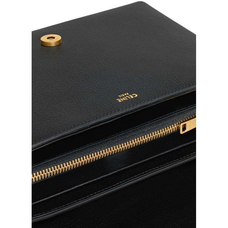 CELINE 中型 Triomphe 手袋,柔軟小牛皮,黑色,115853FDU-4