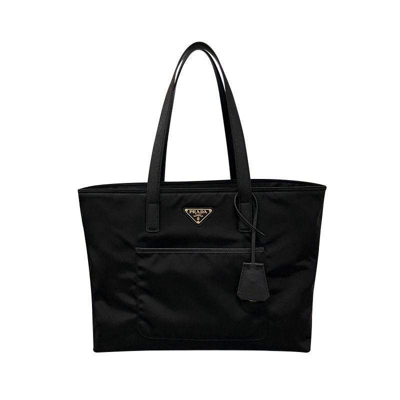 PRADA 三角形標誌尼龍手提袋 黑色 (1BG555 R064 F0002)-0