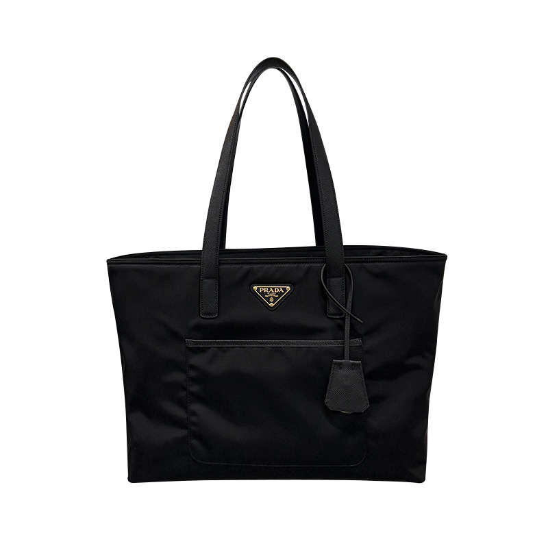 PRADA 三角形標誌尼龍手提袋 黑色 (1BG555 R064 F0002)-12