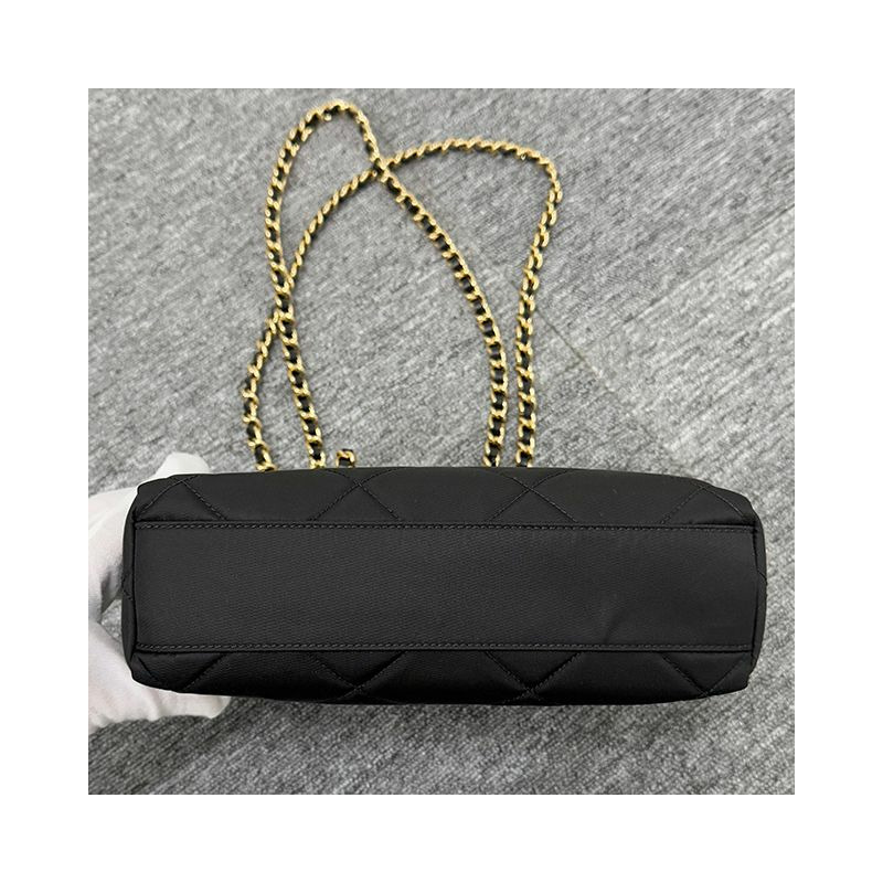 PRADA 1995 年復刻版三角形標誌鏈條尼龍手提包 黑色 (1BG468 2AOS F0002)-5