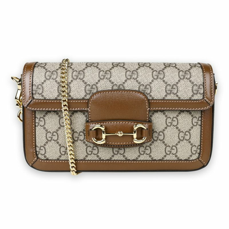 GUCCI 女士馬銜扣1955迷你鏈條單肩包（棕色）印記：92TCG 8563-0