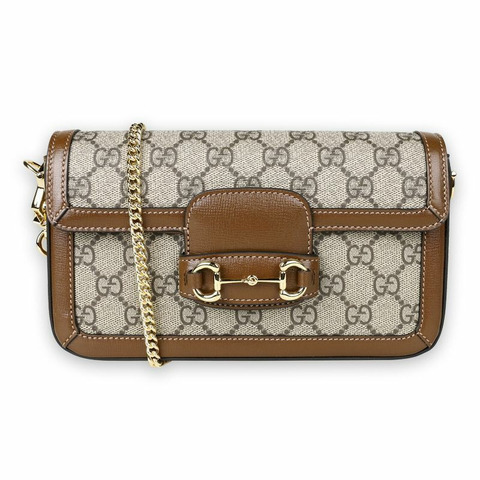GUCCI 女士馬銜扣1955迷你鏈條單肩包（棕色）印記：92TCG 8563