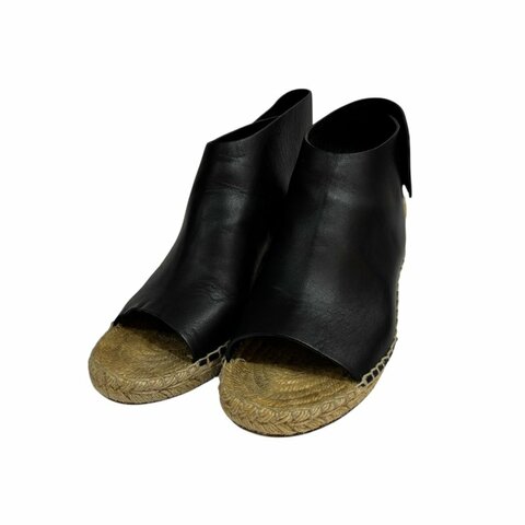 【美收精品】CELINE 黑色皮革草編根鞋 4-550