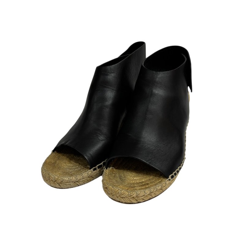 【美收精品】CELINE 黑色皮革草編根鞋 4-550-0