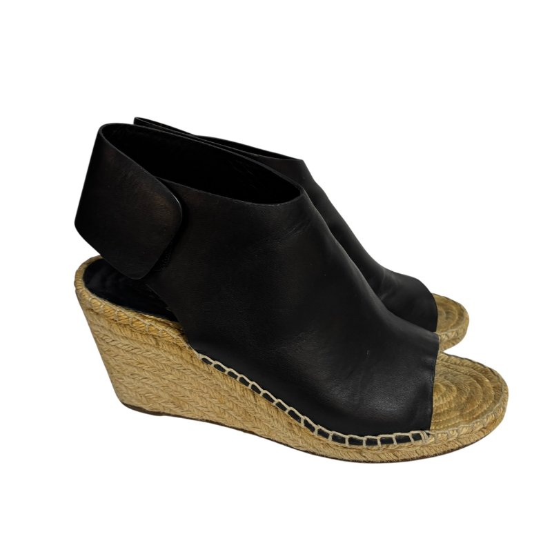 【美收精品】CELINE 黑色皮革草編根鞋 4-550-4