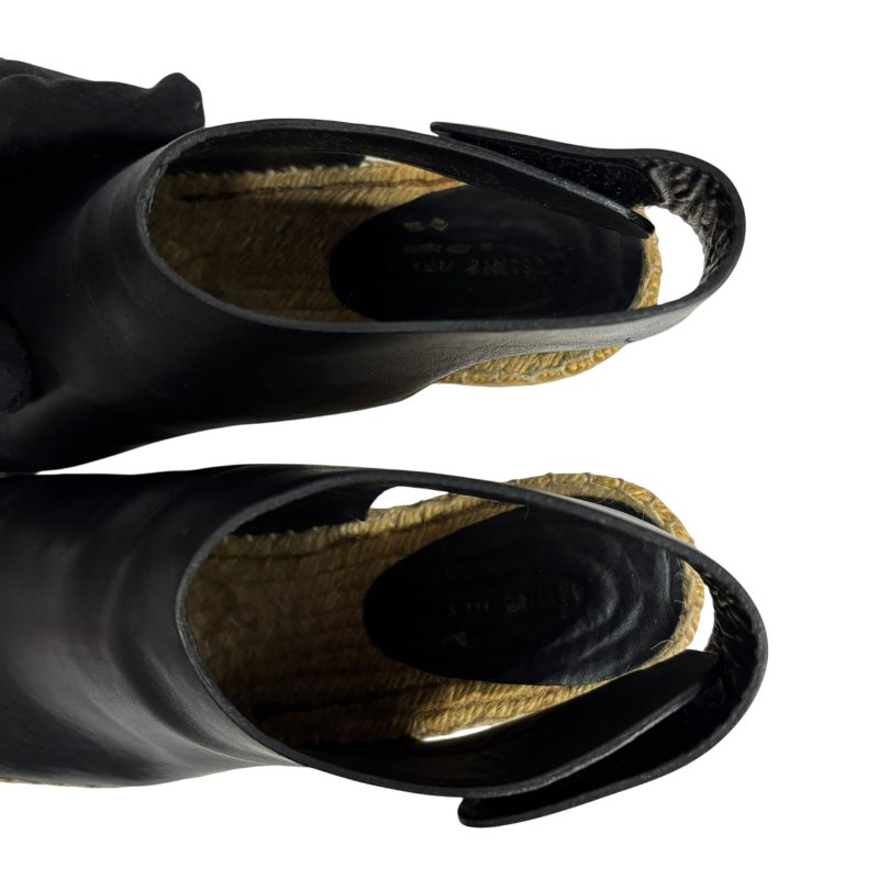 【美收精品】CELINE 黑色皮革草編根鞋 4-550-6
