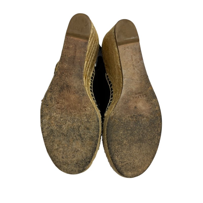 【美收精品】CELINE 黑色皮革草編根鞋 4-550-7