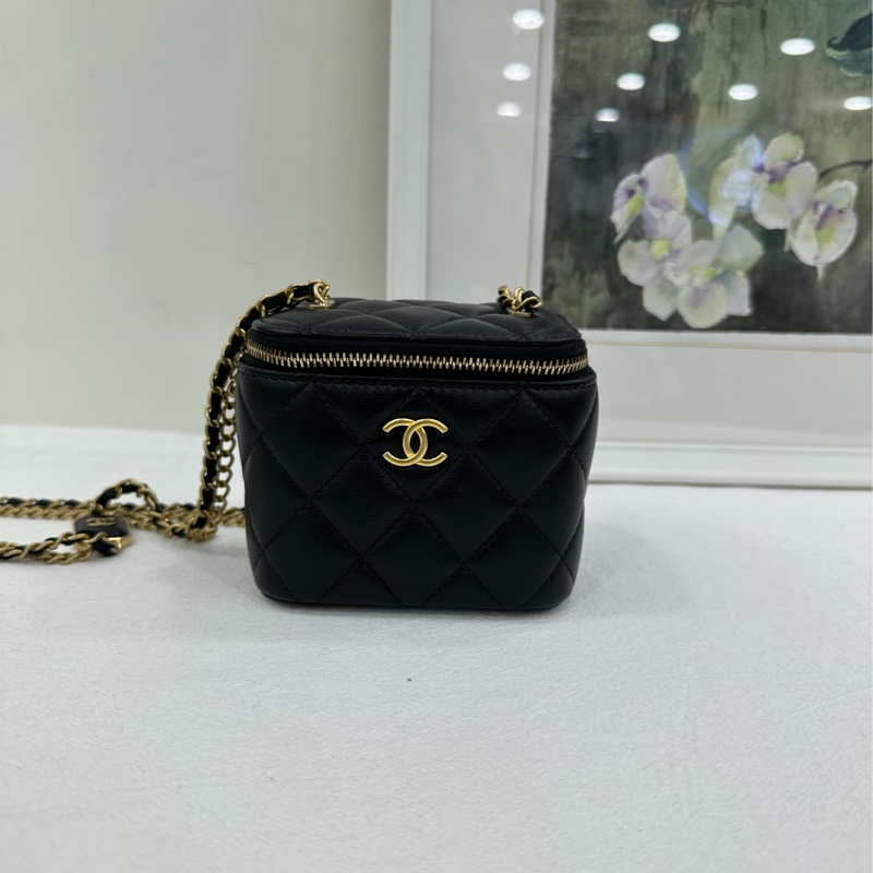 Chanel 香奈兒方糖小盒子 黑金 晶片 非常特別的鏈條-5