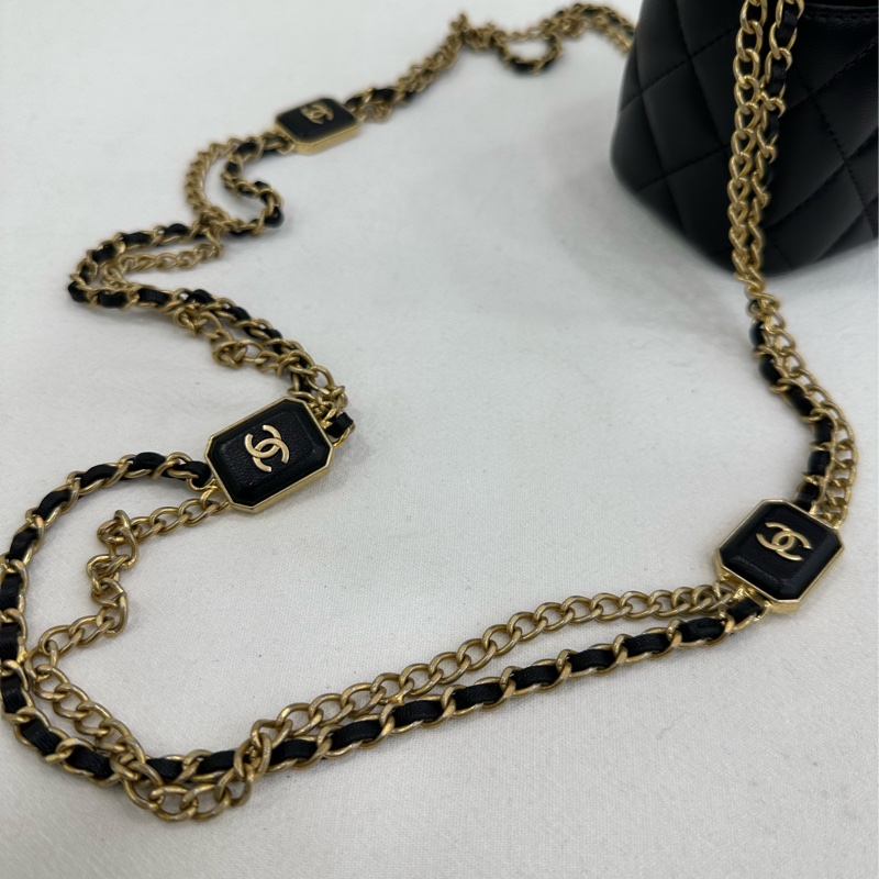 Chanel 香奈兒方糖小盒子 黑金 晶片 非常特別的鏈條-8