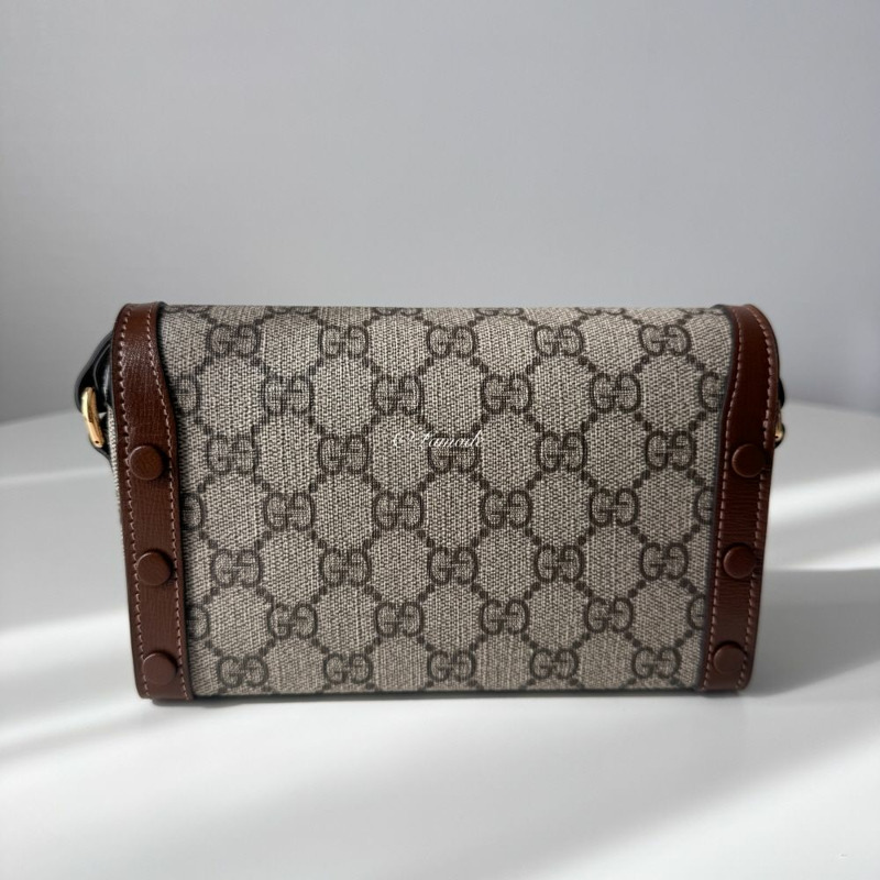 GUCCI Horsebit 1955 迷你包 米色 烏木棕色 699296 92TCG 8563-2