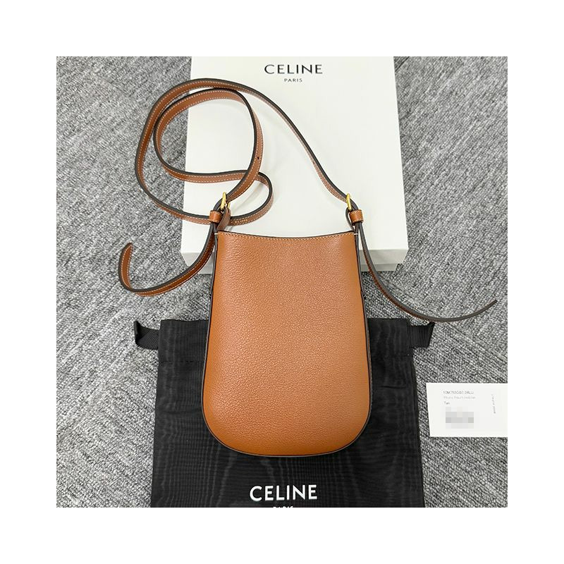 CELINE Triomphe Eloise 軟牛皮手機袋 棕褐色 (10M753GB7 04LU)-2