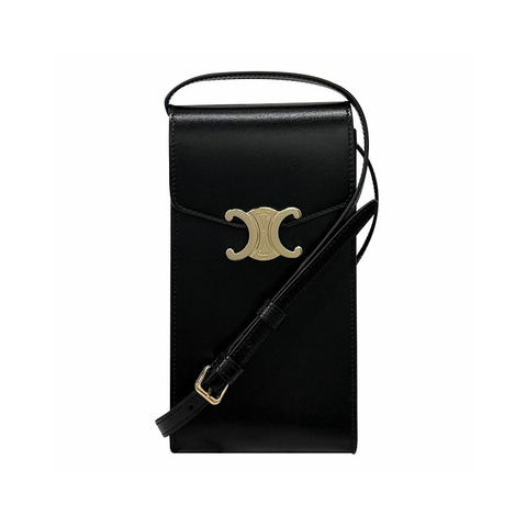 CELINE 金屬凱旋標誌亮面小牛皮手機袋 10K683DPV 38NO