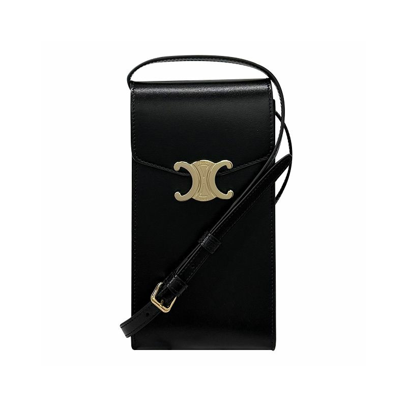 CELINE 金屬凱旋標誌亮面小牛皮手機袋 10K683DPV 38NO-0