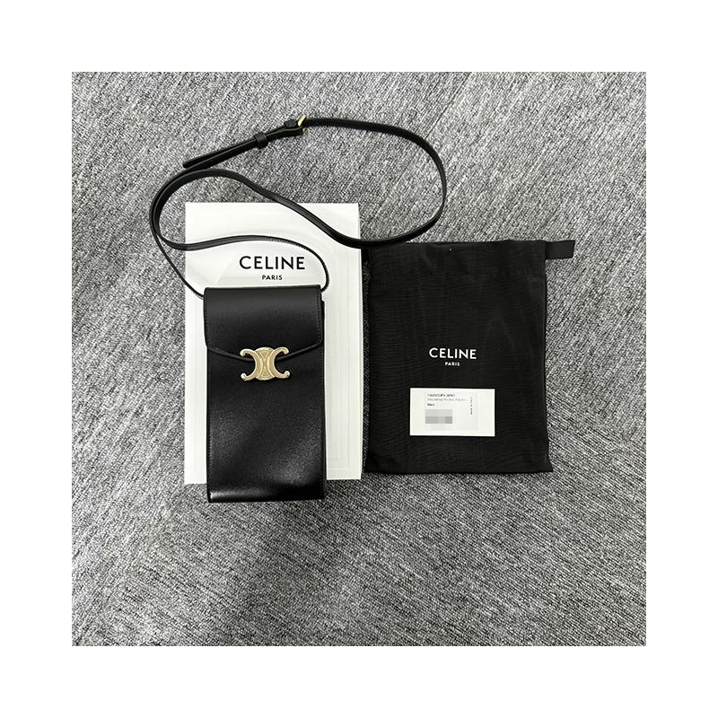 CELINE 金屬凱旋標誌亮面小牛皮手機袋 10K683DPV 38NO-1