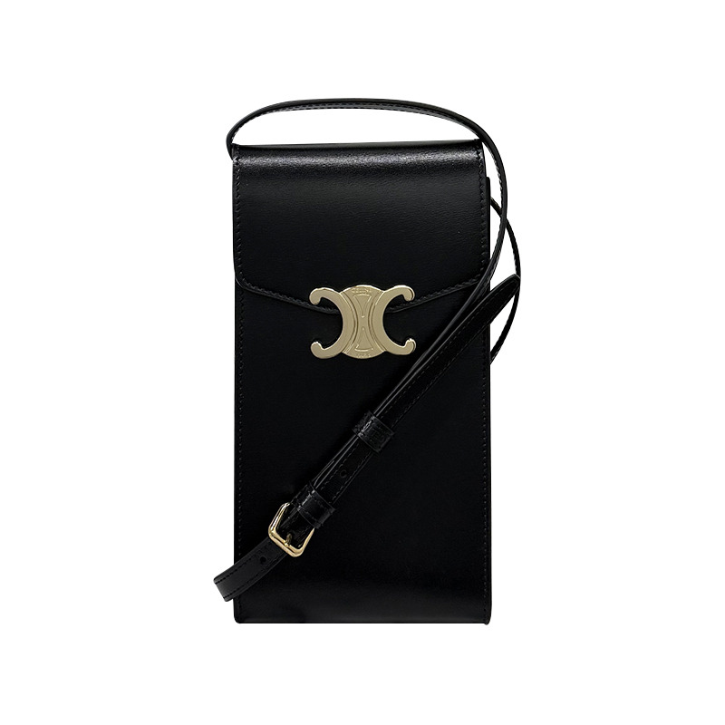 CELINE 金屬凱旋標誌亮面小牛皮手機袋 10K683DPV 38NO-12