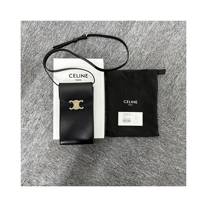 CELINE 金屬凱旋標誌亮面小牛皮手機袋 10K683DPV 38NO-13