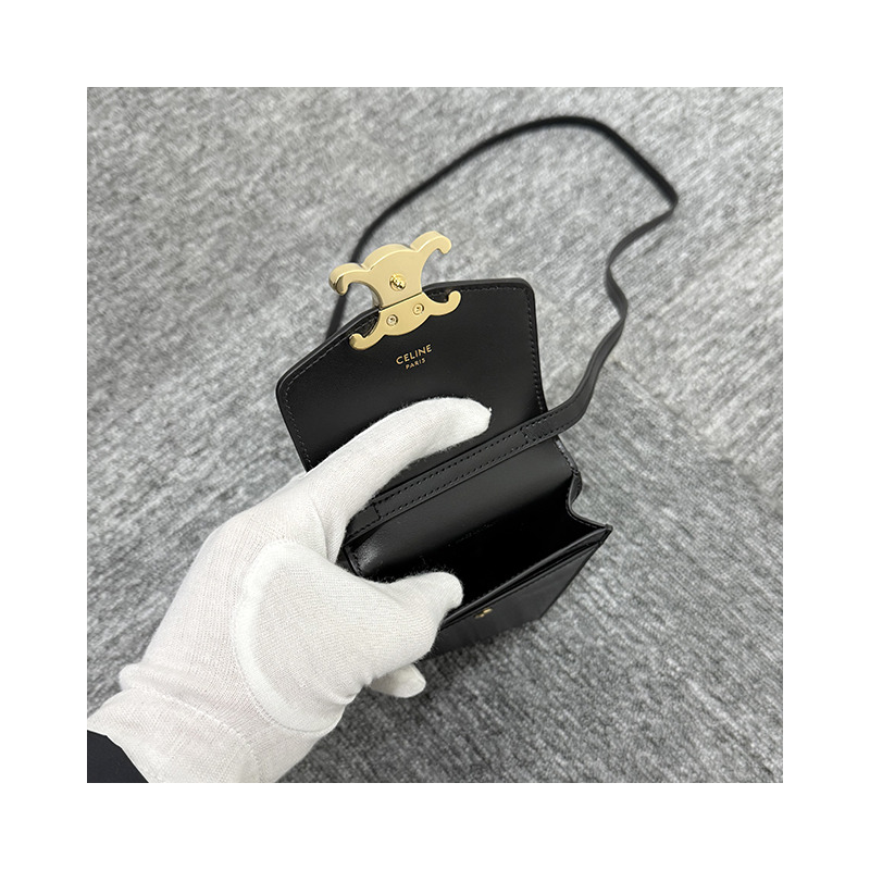 CELINE 金屬凱旋標誌亮面小牛皮手機袋 10K683DPV 38NO-18