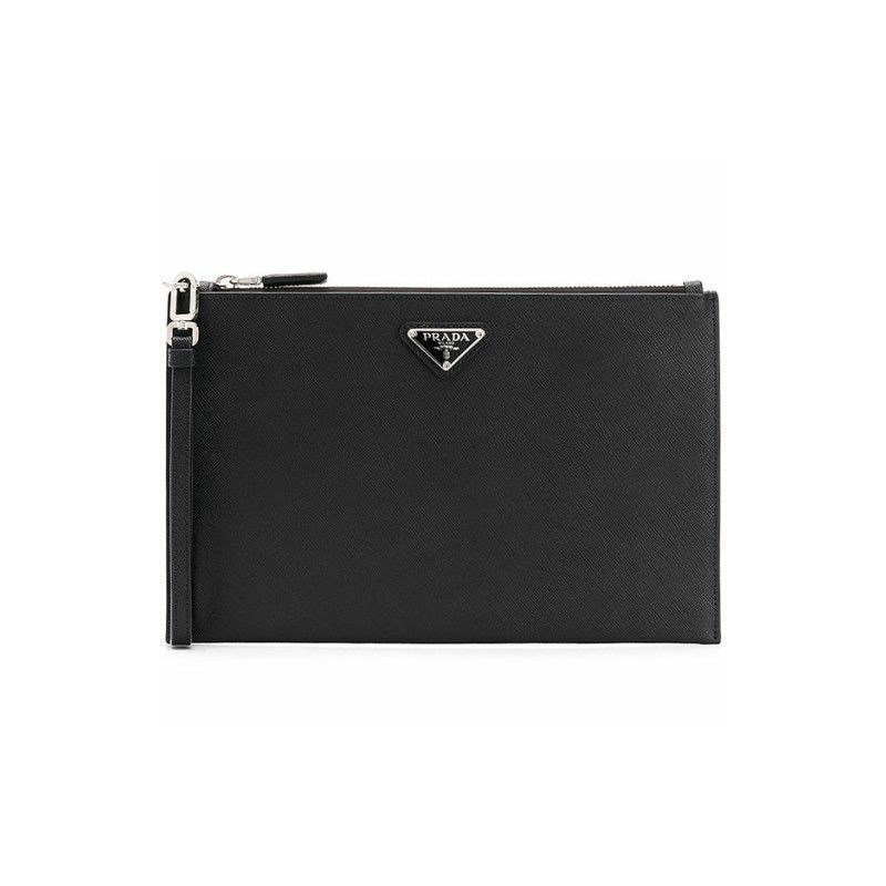 PRADA Saffiano 三角形 Logo 手拿包 黑色 印記:2NH005 PN9-2
