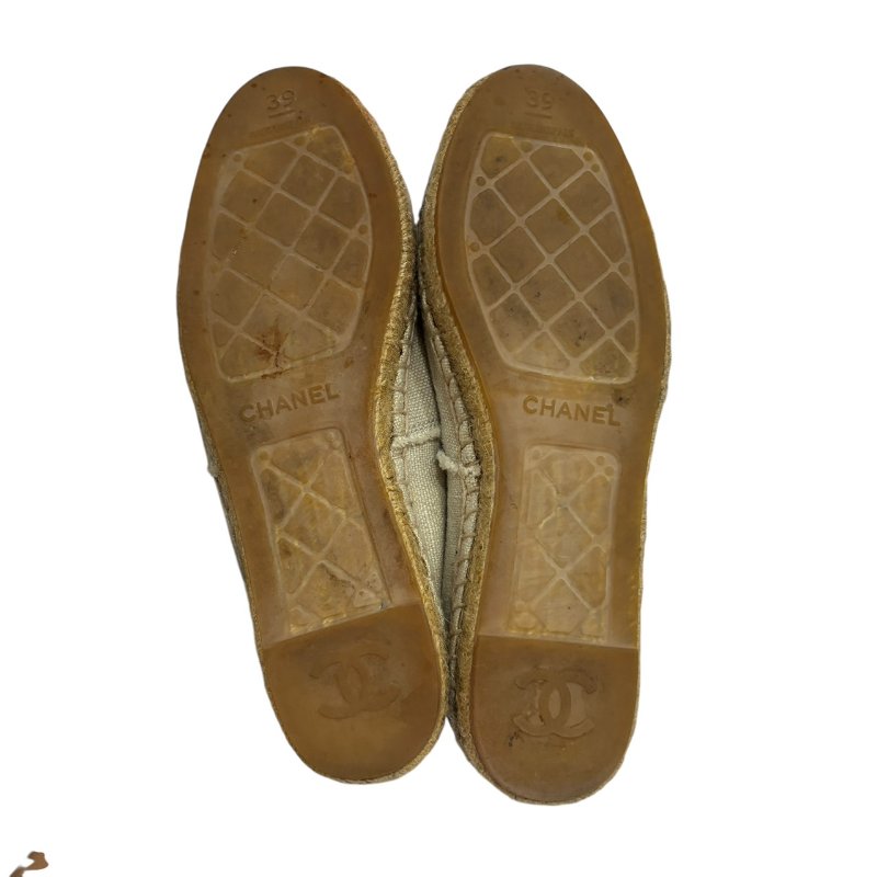 【美收精品】CHANEL黑頭白布平底鞋 4-551-4