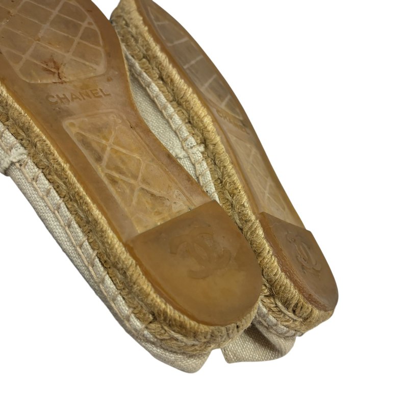 【美收精品】CHANEL黑頭白布平底鞋 4-551-5