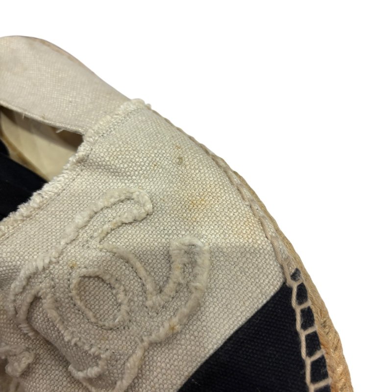 【美收精品】CHANEL黑頭白布平底鞋 4-551-9