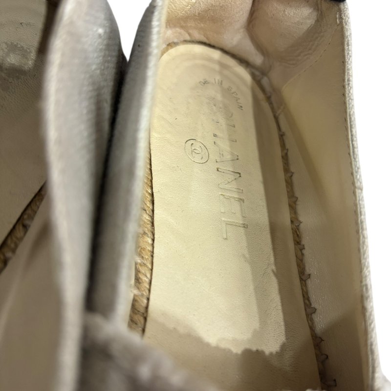 【美收精品】CHANEL黑頭白布平底鞋 4-551-13