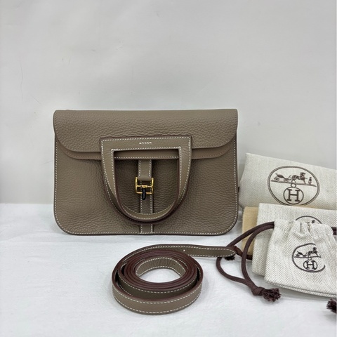 Hermes 愛馬仕 halzan25 大象灰 金扣 W刻 99近全新