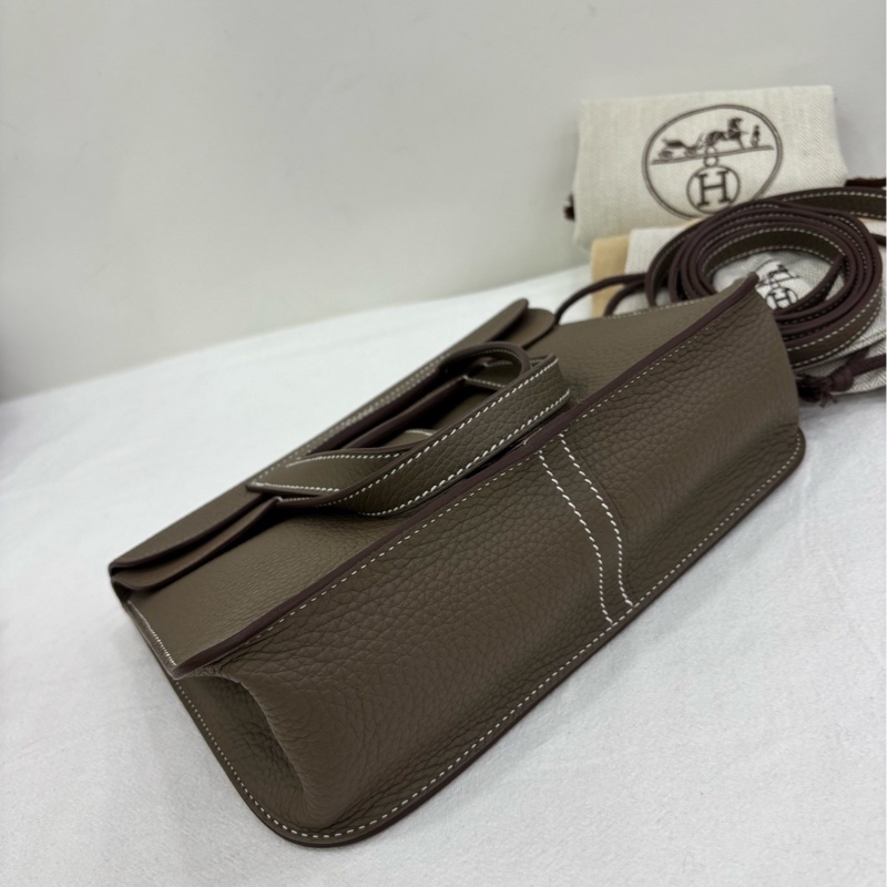 Hermes 愛馬仕 halzan25 大象灰 金扣 W刻 99近全新-4