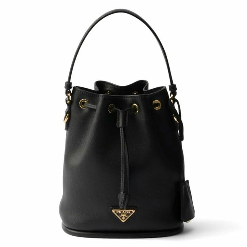 PRADA 三角形Logo迷你水桶包 黑色 1BE067 2CYS-0