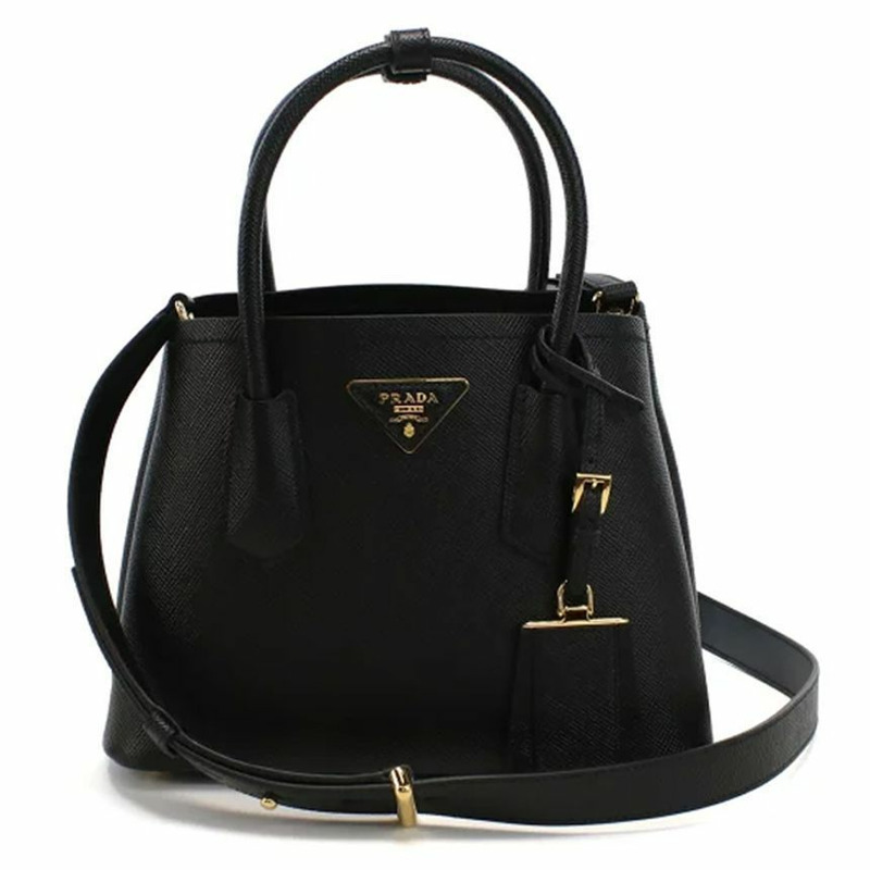PRADA Saffiano Dubble 托特單肩包 黑色 1BG443 2A4A-0