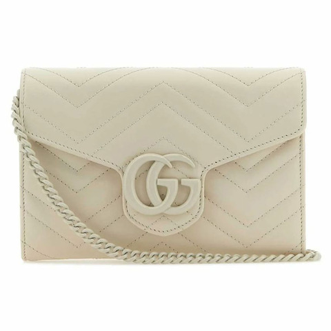 GUCCI 25SS GG Marmont Matelassé 迷你鏈條包 象牙色 474575 AABZK