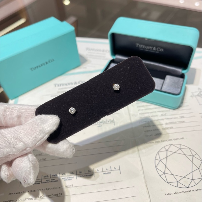 Tiffany蒂芙尼Solitaire系列 铂金钻石耳环-3