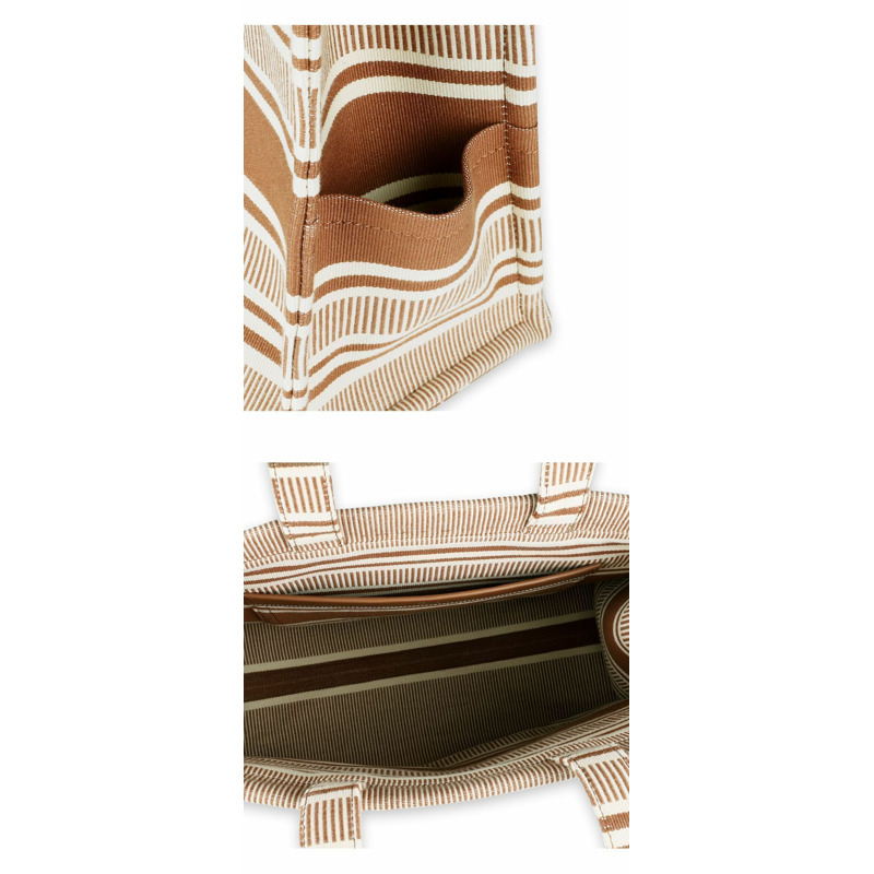 CELINE 女士條紋 Cabas 大號手提包（錫耶納）196762FU6-3