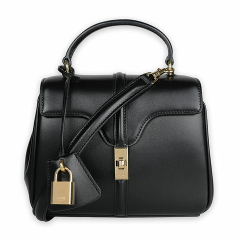 CELINE 女士緞面小牛皮迷你肩背包（黑色）197983BEY