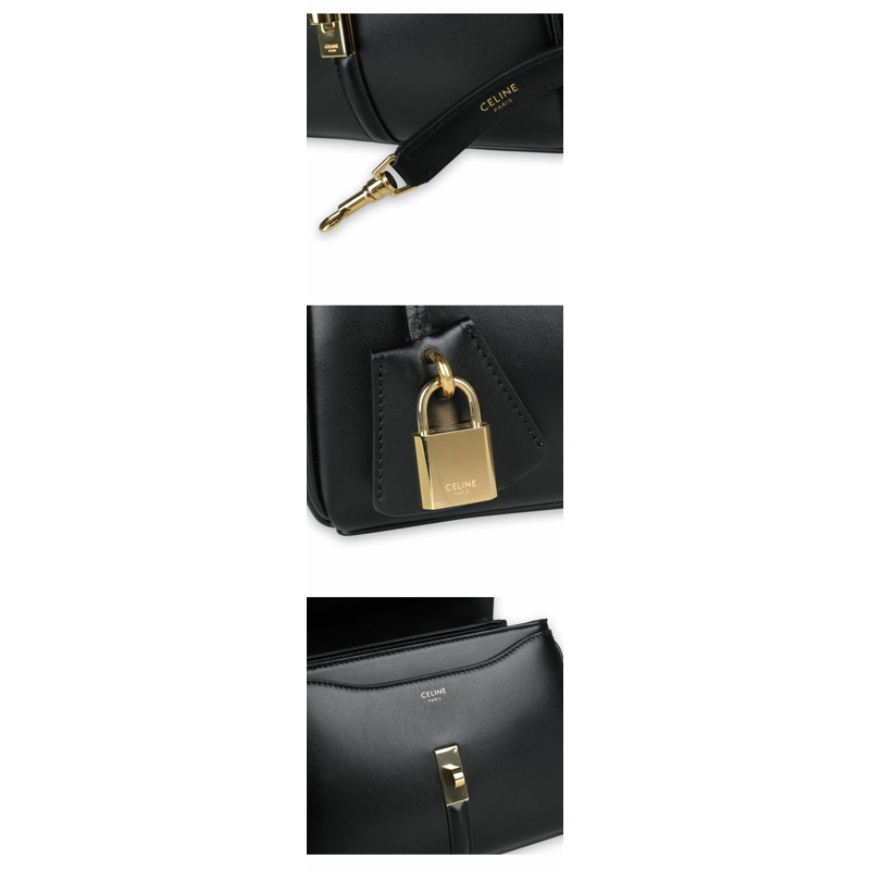 CELINE 女士緞面小牛皮迷你肩背包(黑色)197983BEY-3