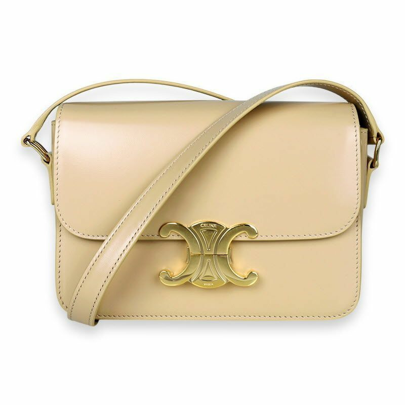 CELINE Triofe 薄款小牛皮肩背包(燕麥米色)188423BF4 02EU-0