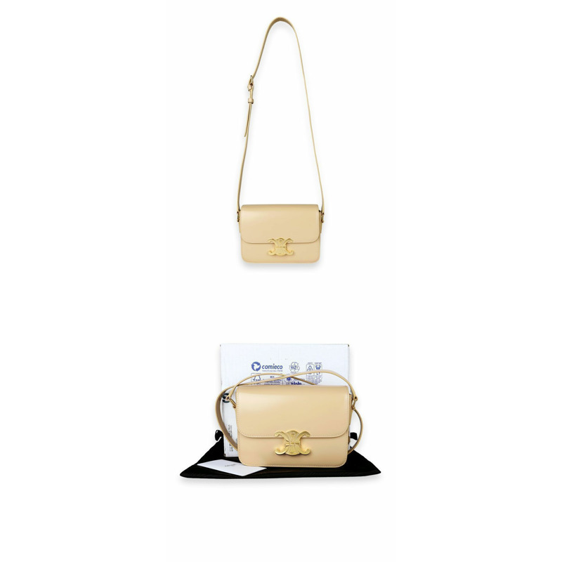 CELINE Triofe 薄款小牛皮肩背包(燕麥米色)188423BF4 02EU-5